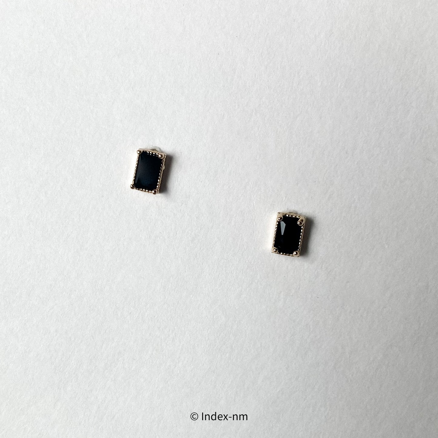 Simple Black Gemstone Rectangle Stud Earrings