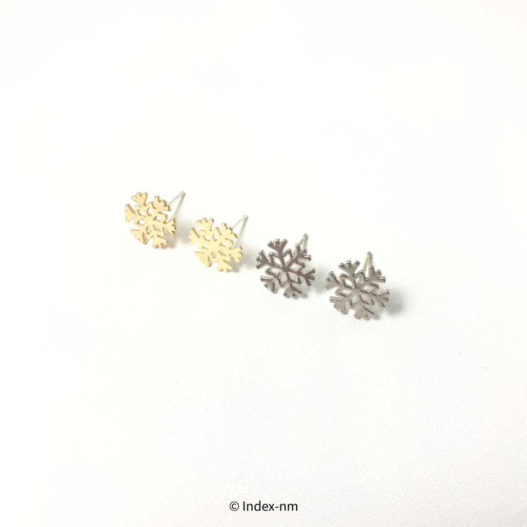 金色銀色雪花耳環