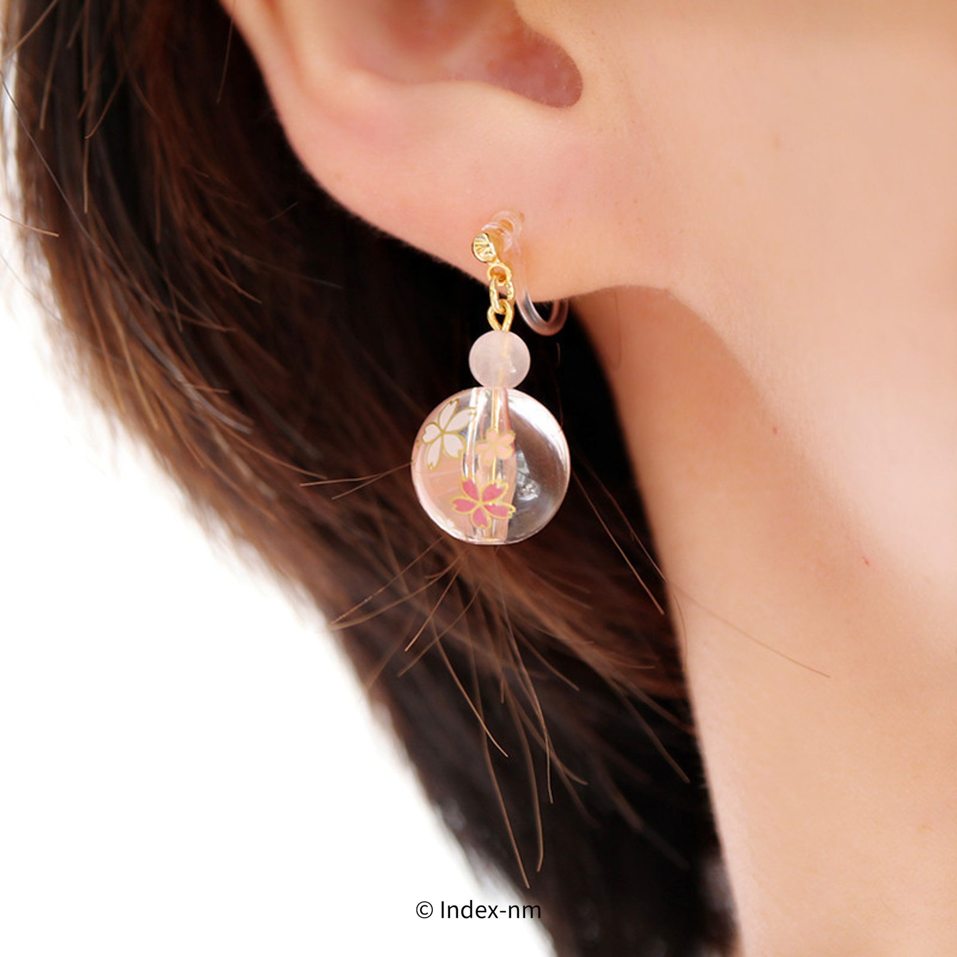 Pink Cherry Blossoms Flower Drop Earrings/ Ear Clip