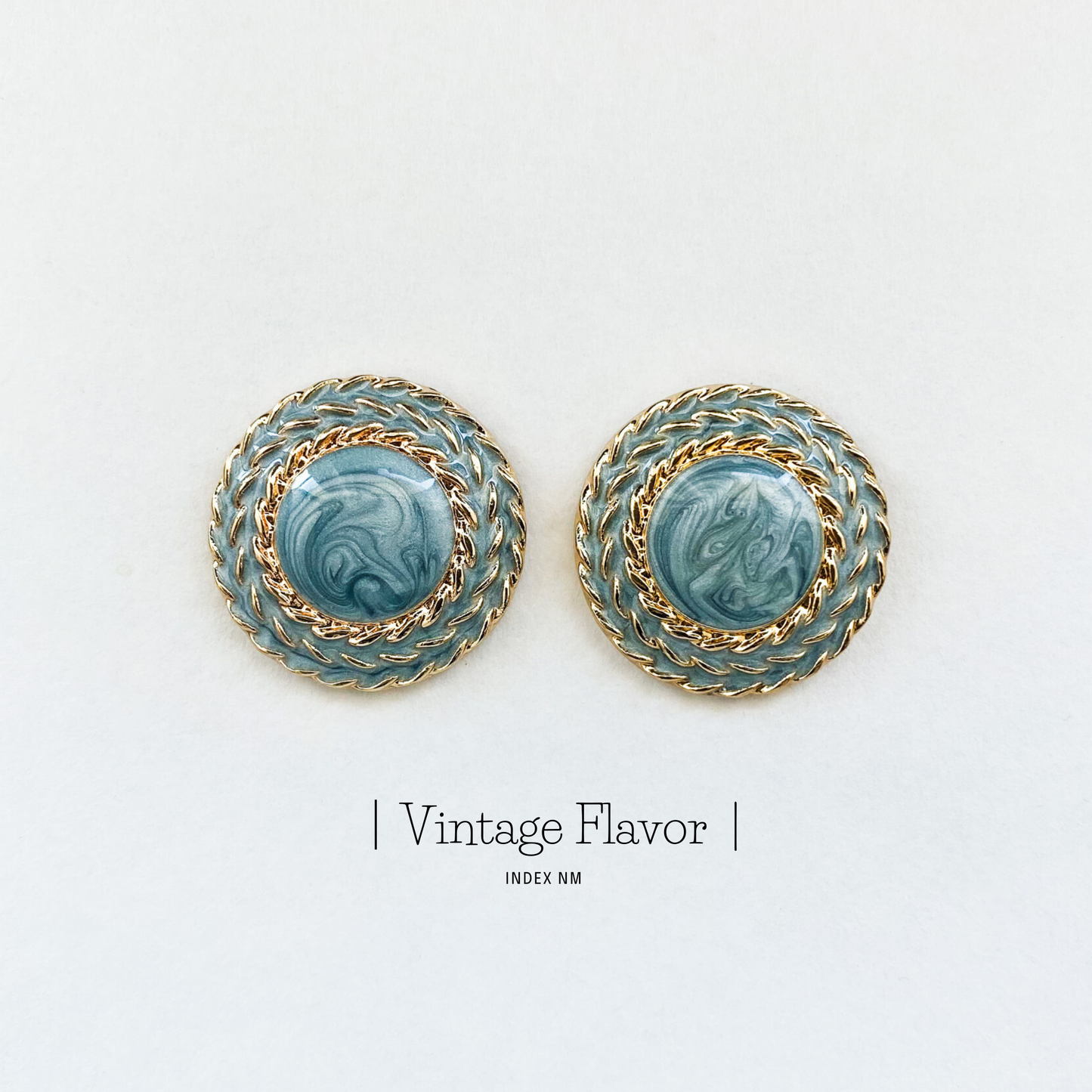 Blue Parisian | Blue Round Vintage Studs