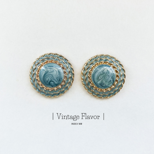 Blue Parisian | Blue Round Vintage Studs