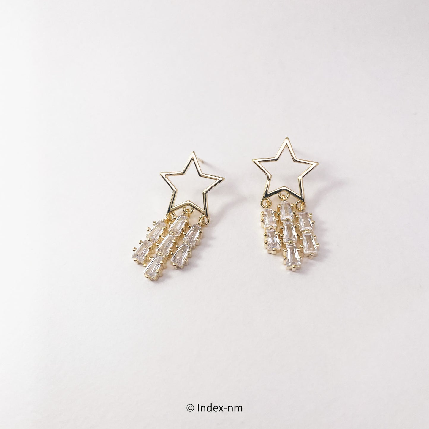 Gold Stars Shape Drop Tassel Earrings 