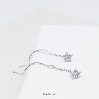 Dainty Simple Silver Stars Threader Earrings