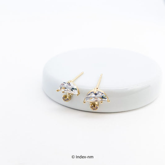 Tiny Umbrella Gemstone Stud Earrings