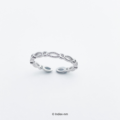 銀色鏤空全純銀可調節戒指
