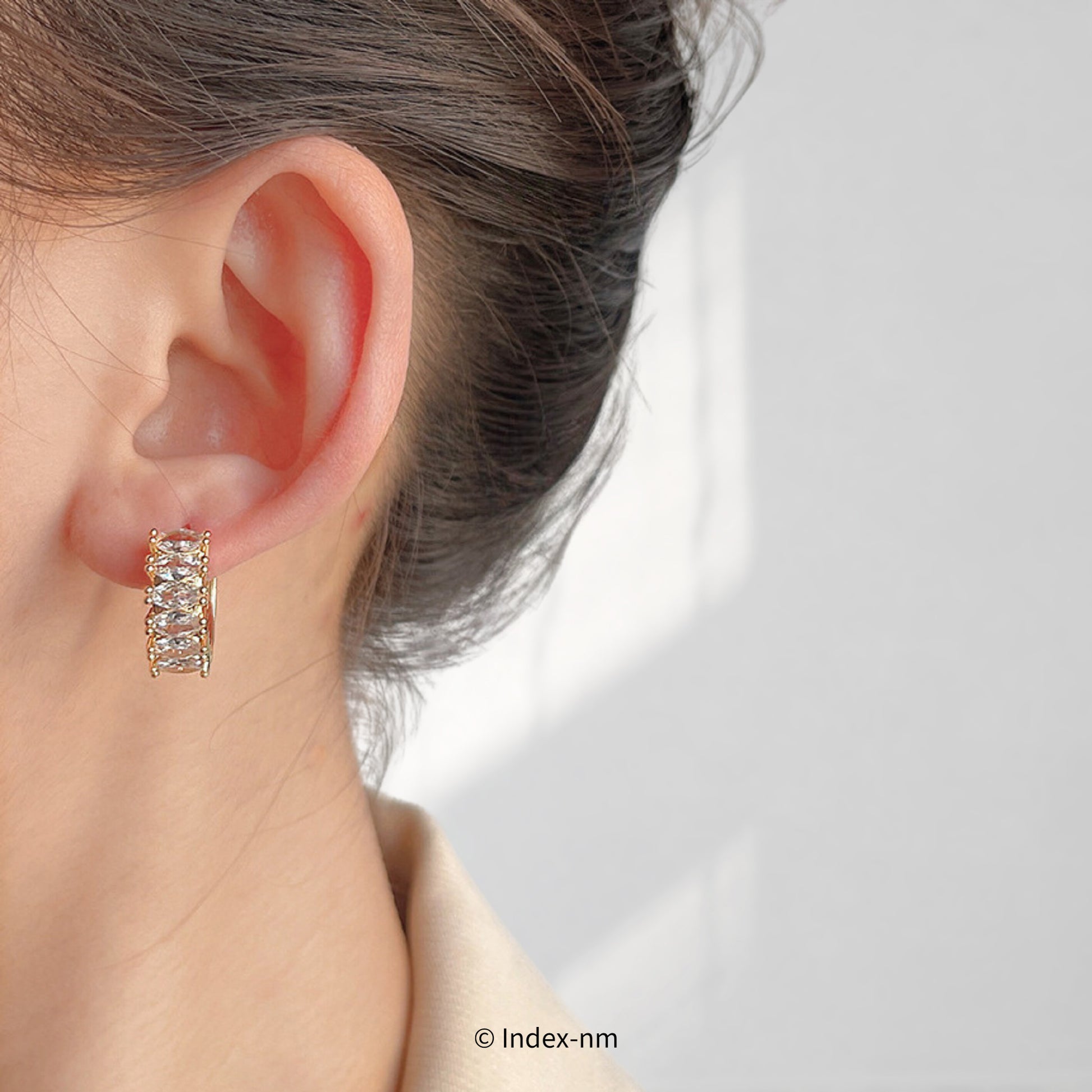 方晶鋯石耳扣耳環