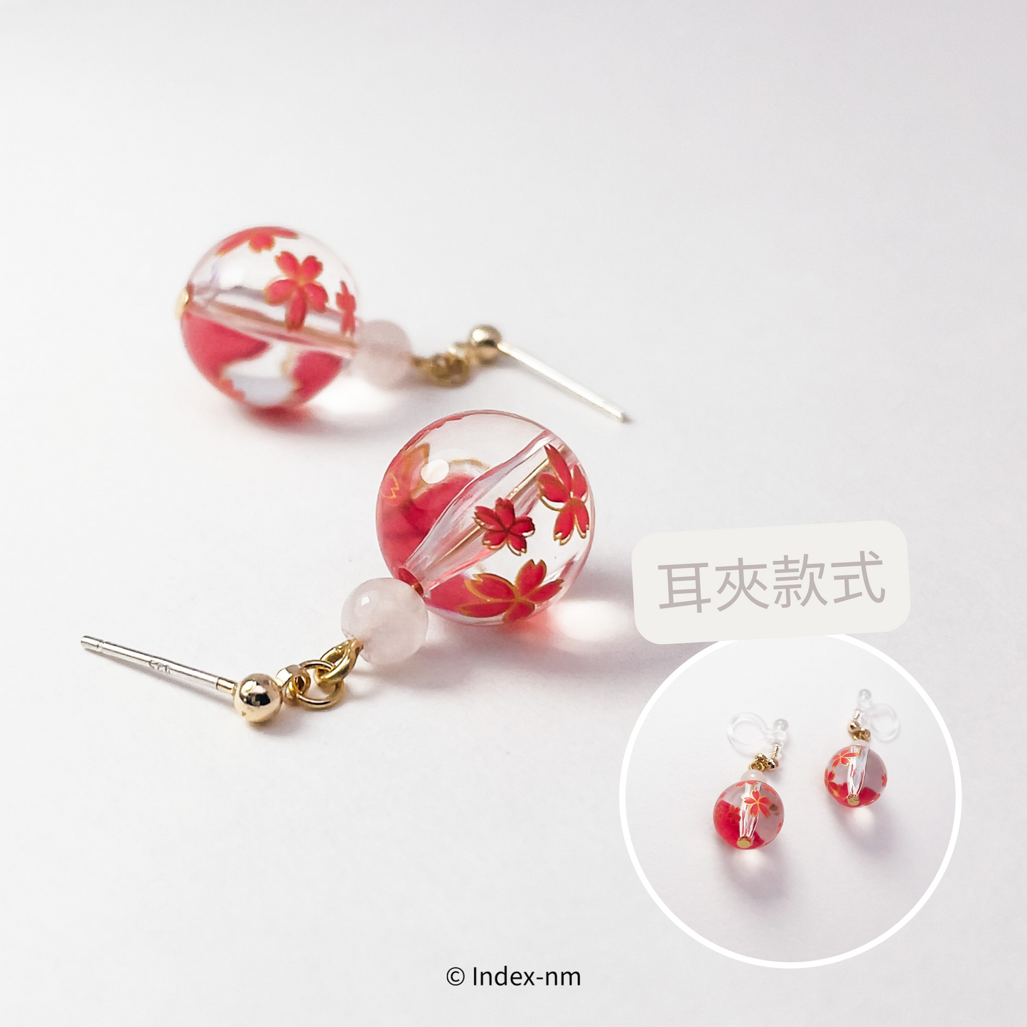 Pink Cherry Blossoms Flower Drop Earrings/ Ear Clip
