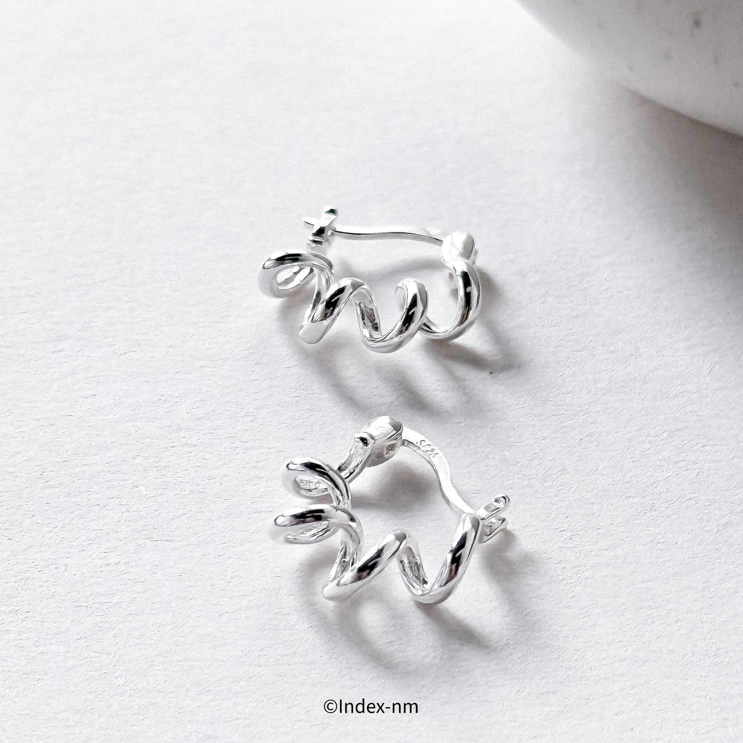 Pause | Silver Swirl Hoops