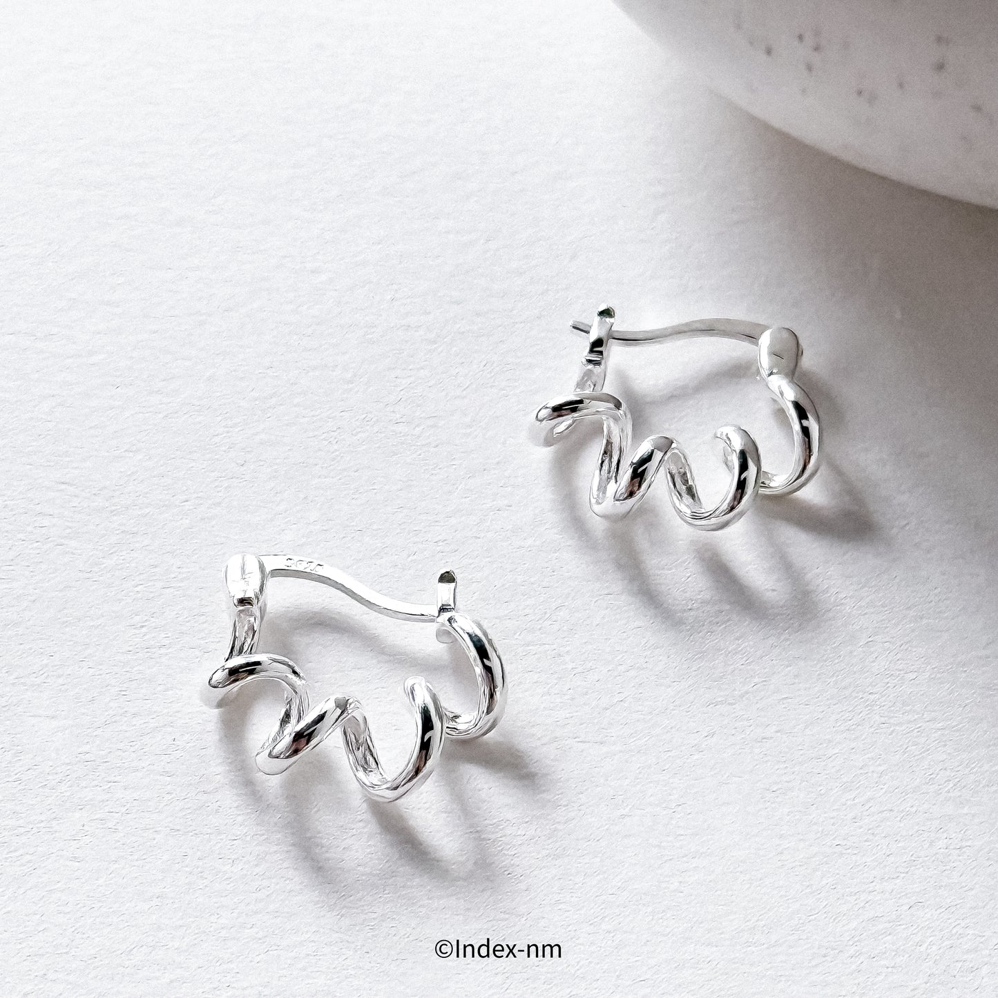 Pause | Silver Swirl Hoops