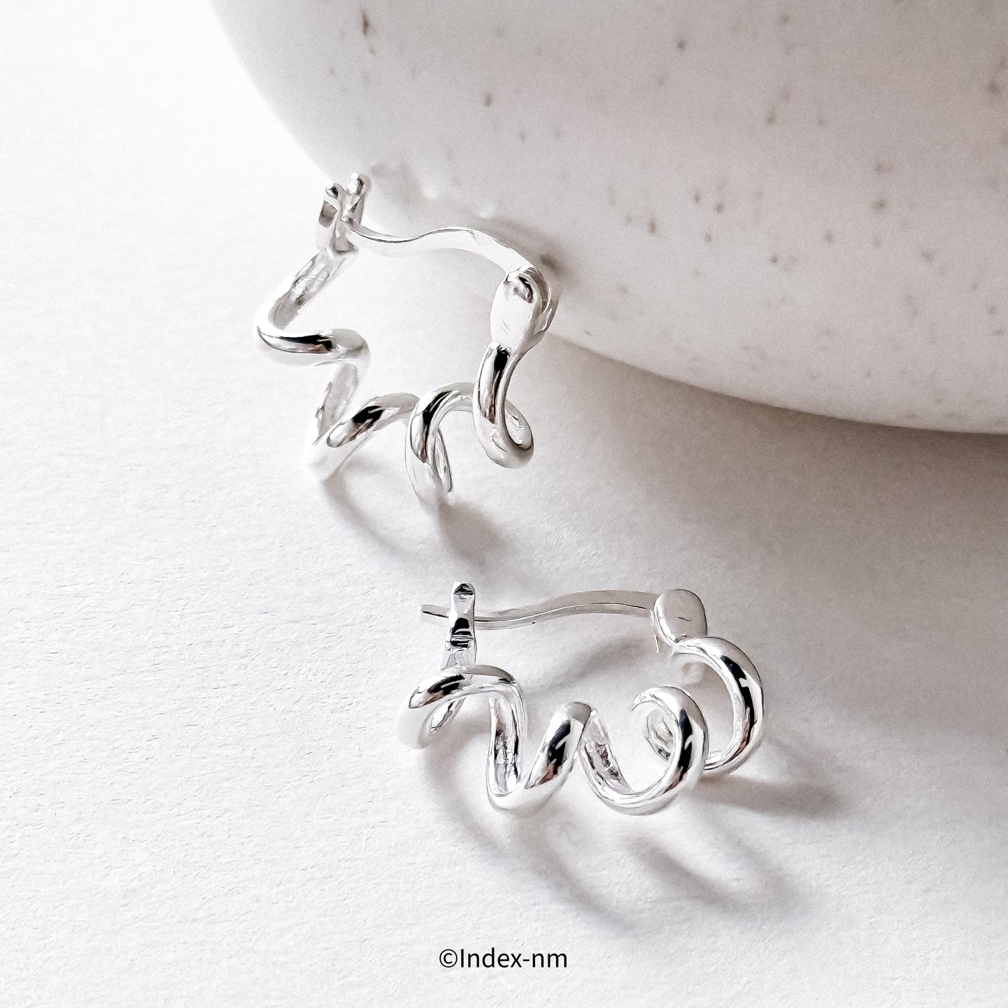 Pause | Silver Swirl Hoops