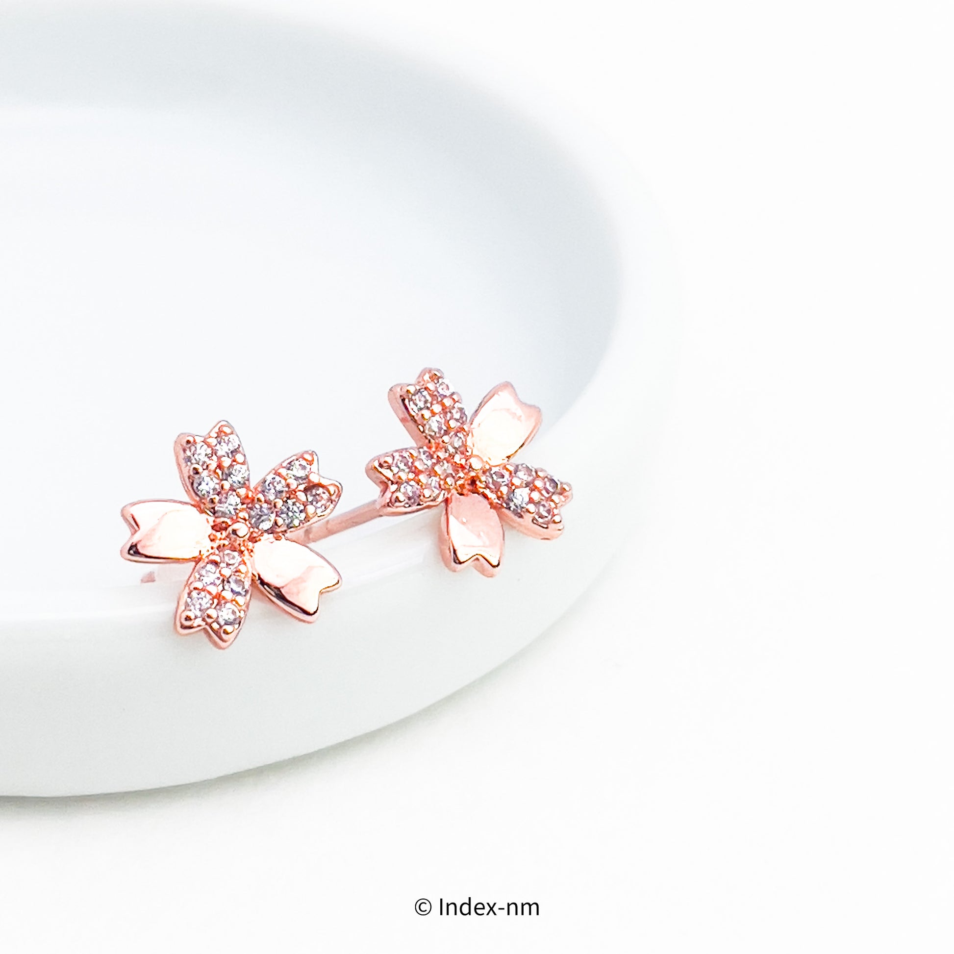 Tiny Rose Gold Flower Stud Earrings