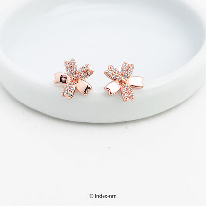 Tiny Rose Gold Flower Stud Earrings