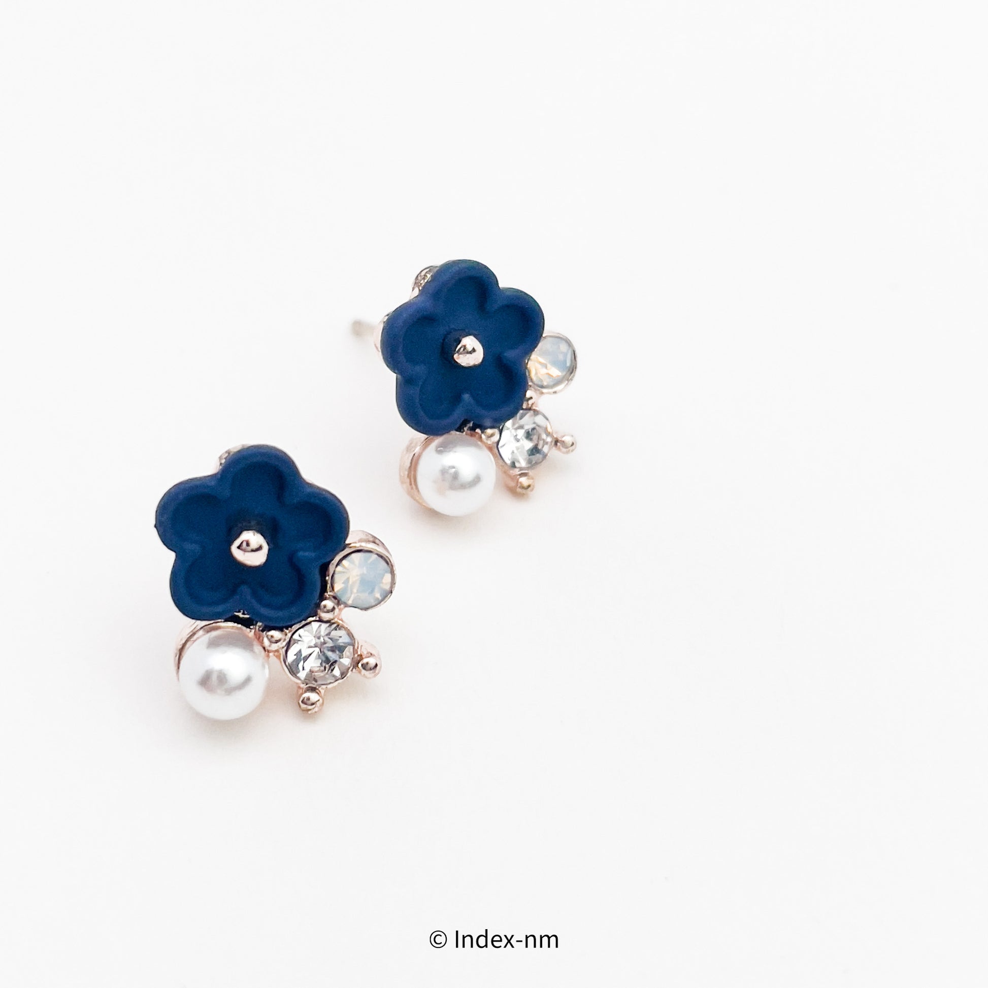 Tiny Blue Gemstone Flower Stud Earrings