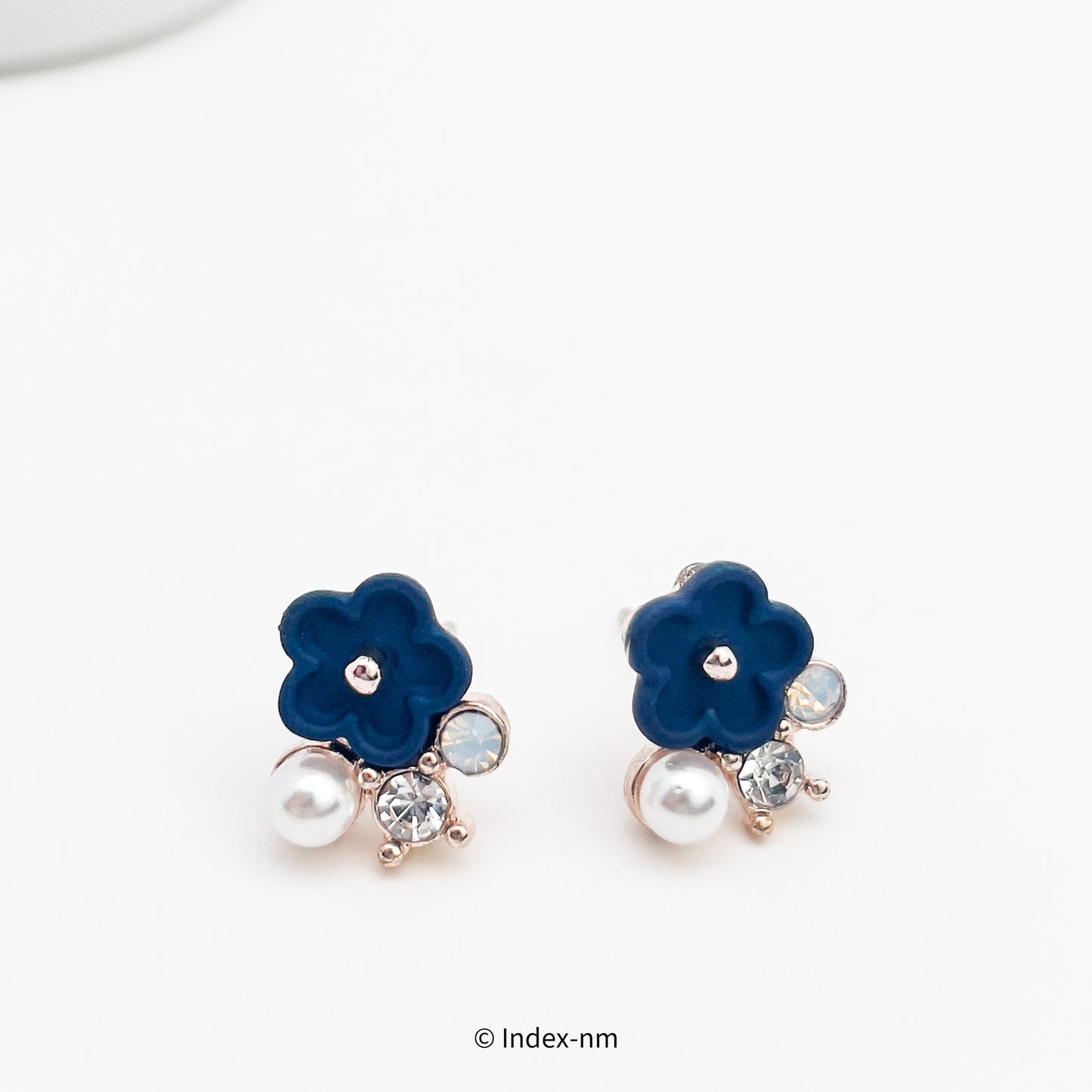 Tiny Blue Gemstone Flower Stud Earrings