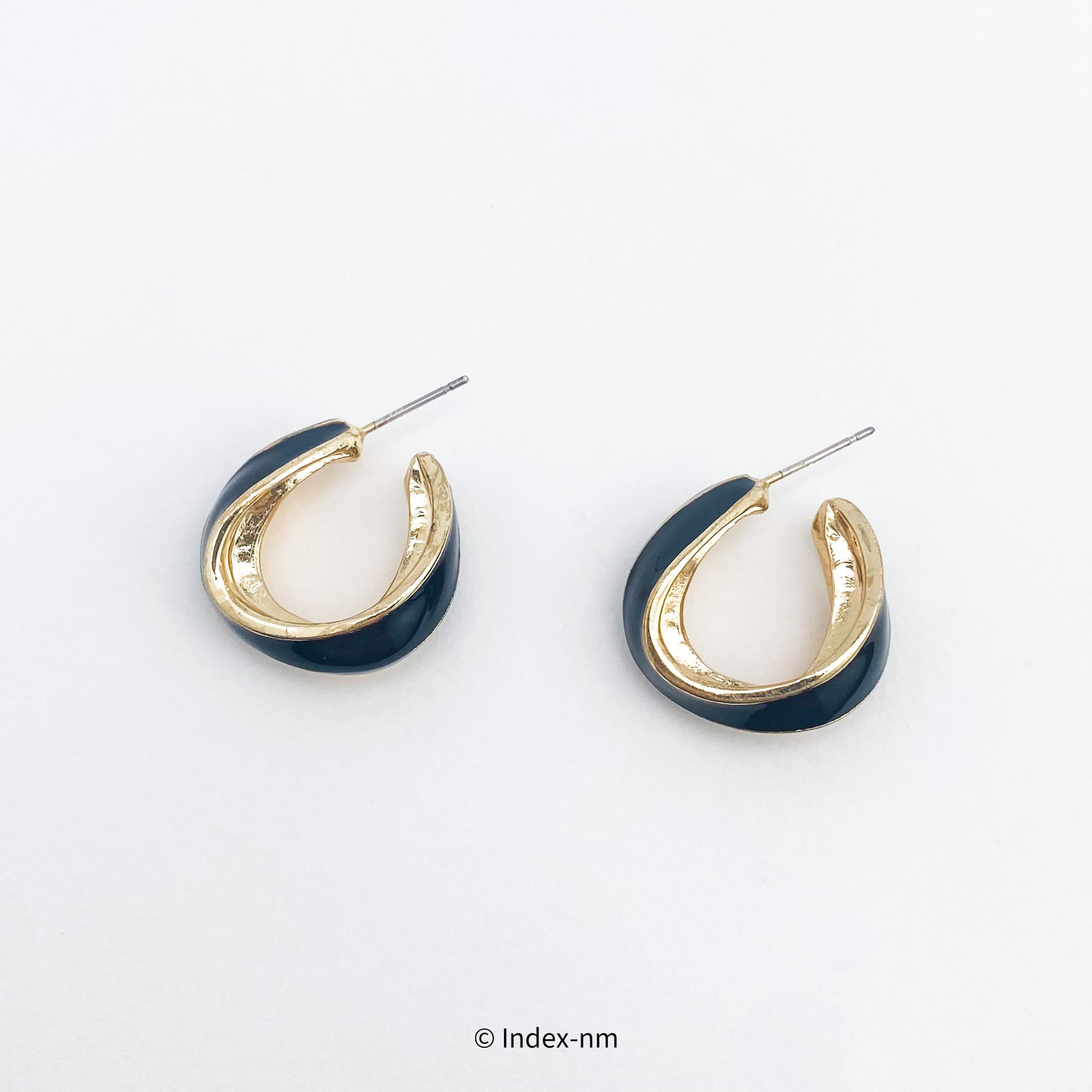 Black and Gold Semi Hoop Earrings 