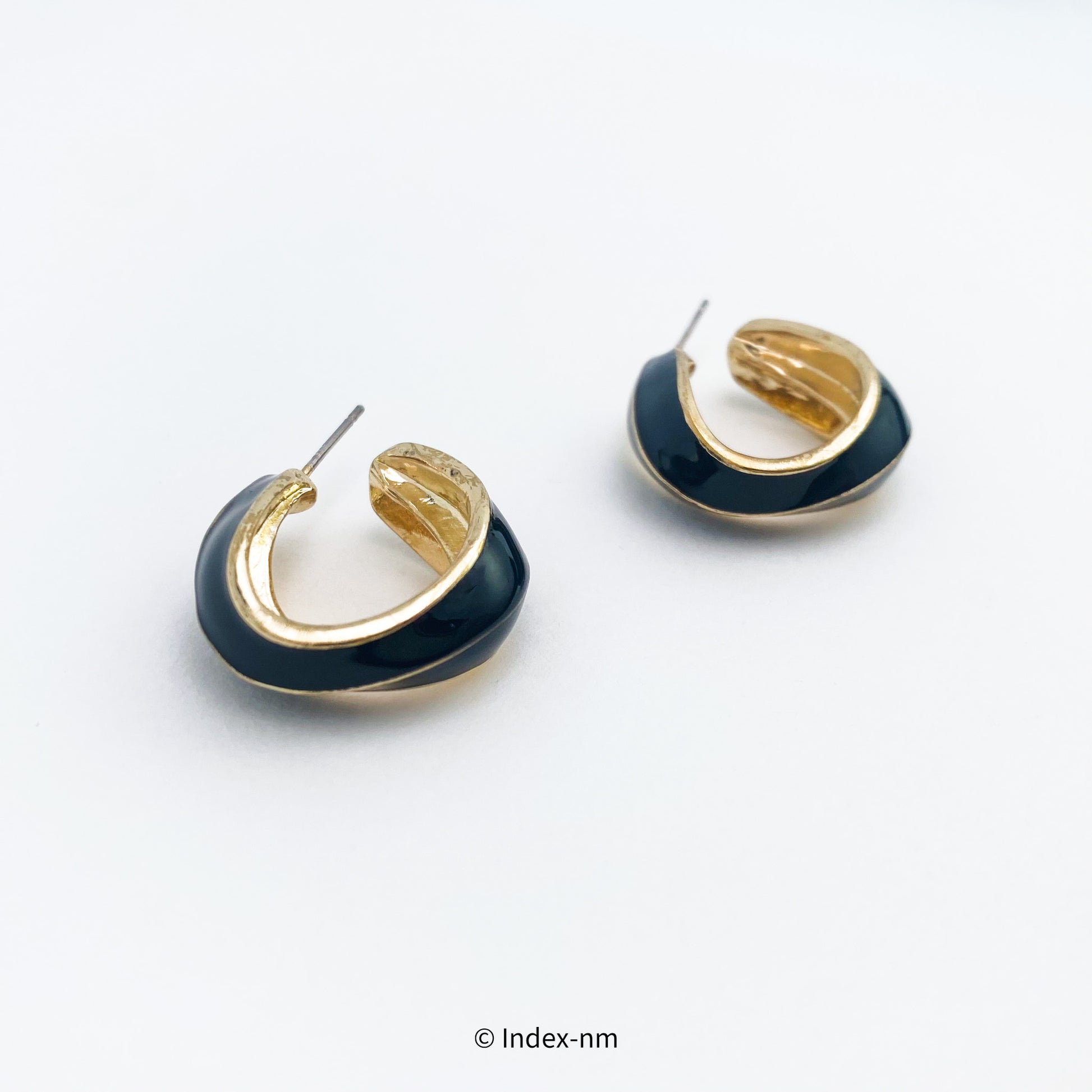 Black and Gold Semi Hoop Earrings 
