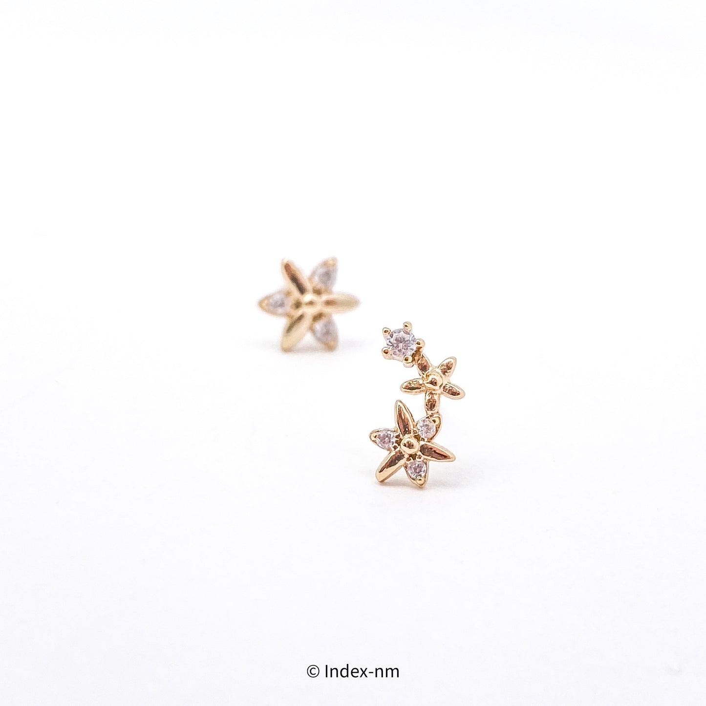 Sterling Silver Stars Hexagram Asymmetric Stud Earrings
