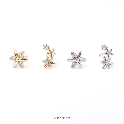 Sterling Silver Stars Hexagram Asymmetric Stud Earrings