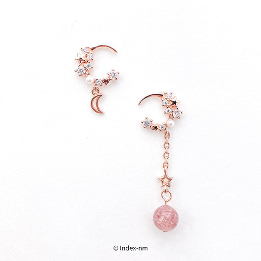 Moon Gemstone Asymmetrical Drop Earrings