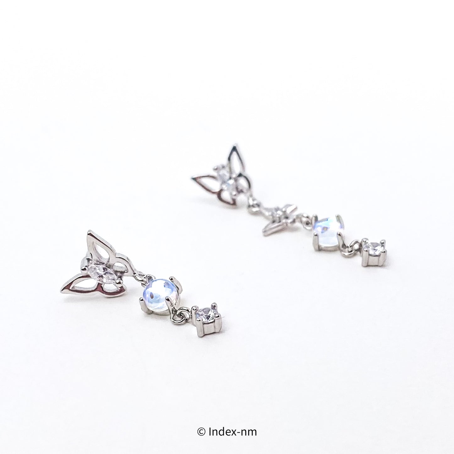 Butterfly Moonstone Asymmetrical Drop Earrings 