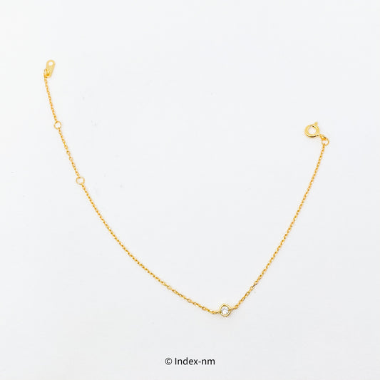 Simple Gold Charm Silver Stack Bracelet