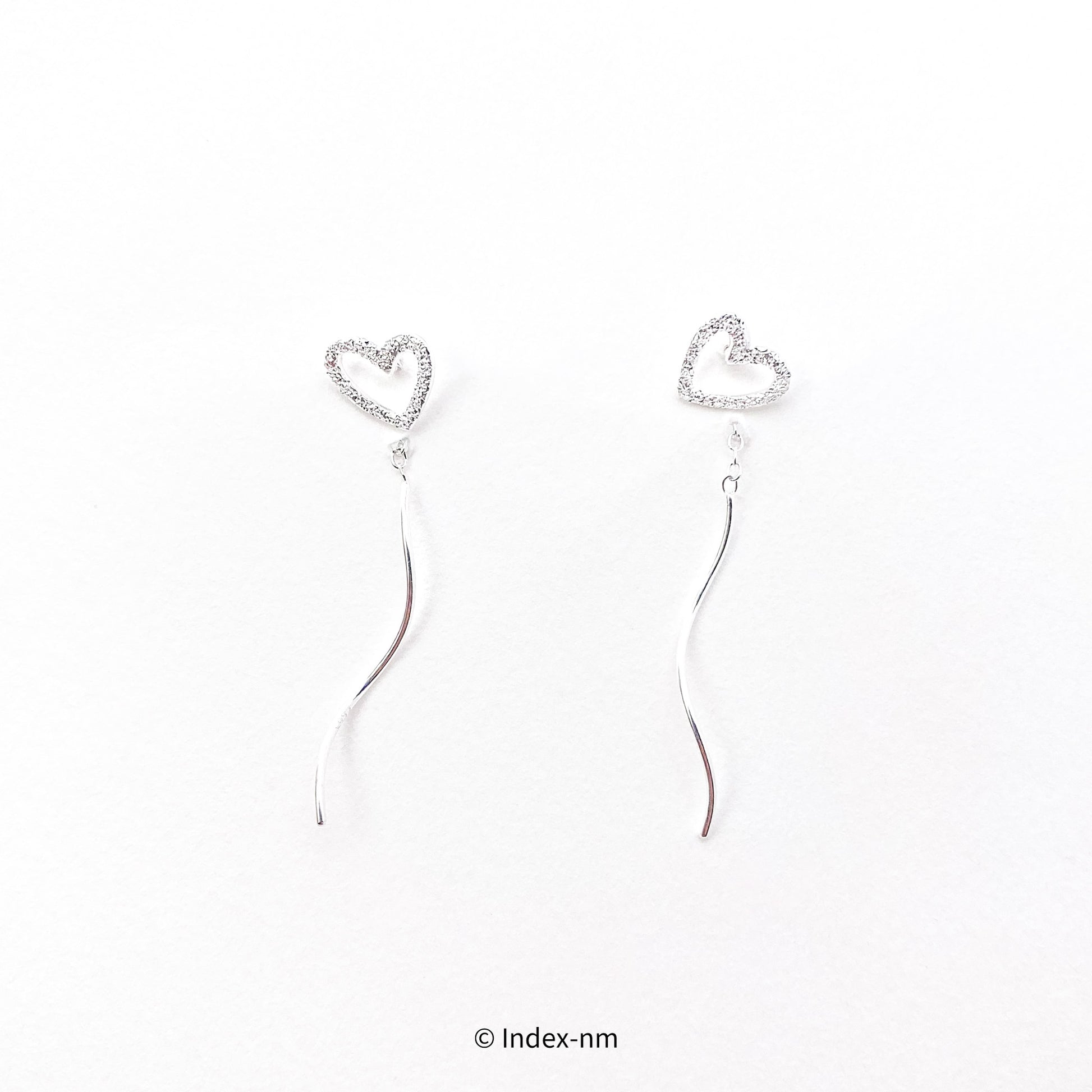 Simple Silver Heart Threader Earrings 