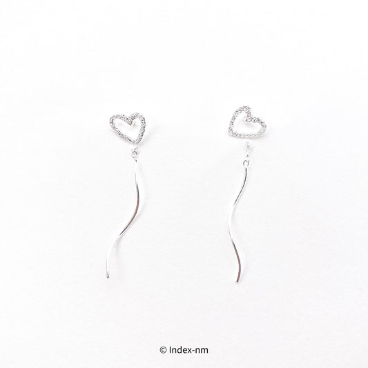 Simple Silver Heart Threader Earrings 