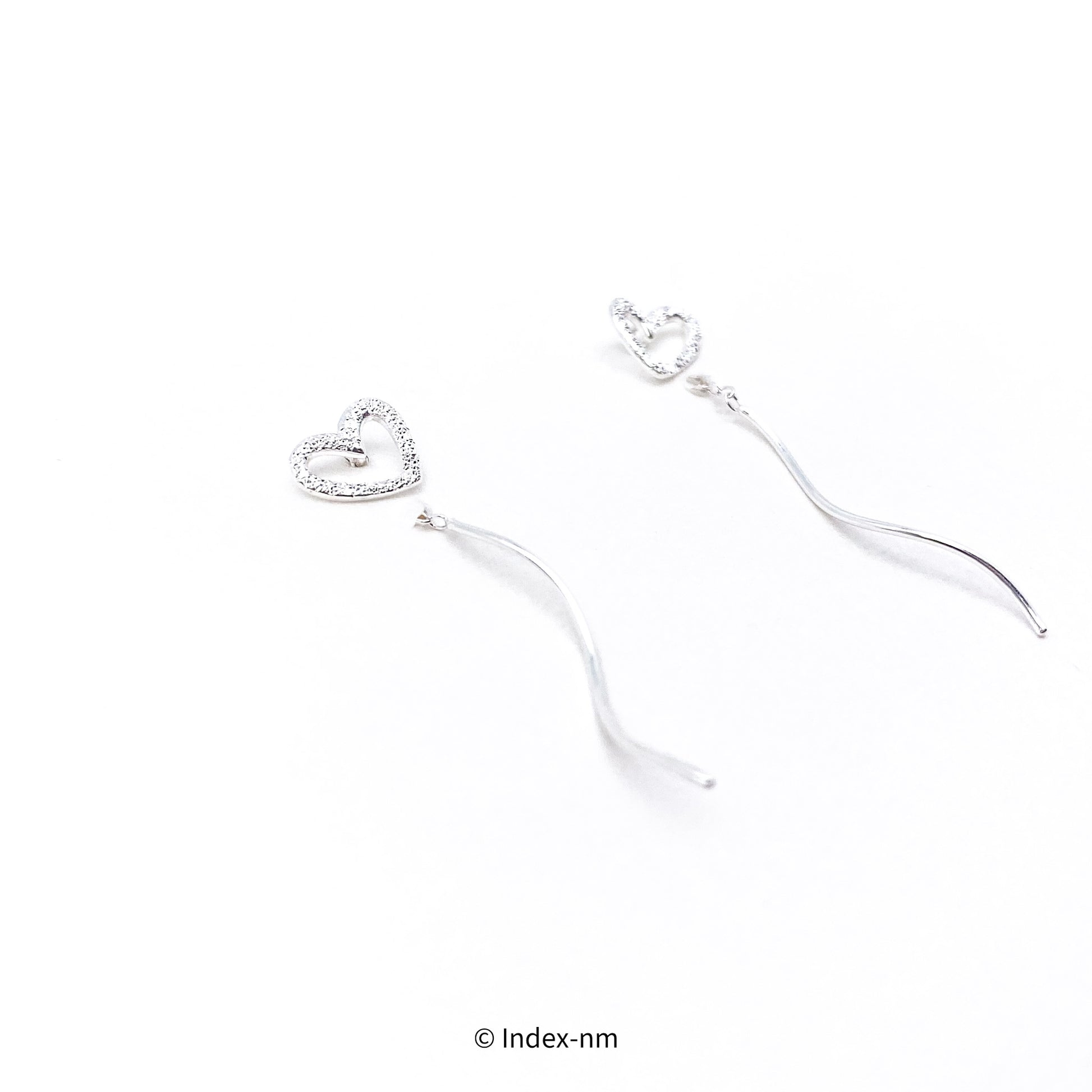 Simple Silver Heart Threader Earrings 
