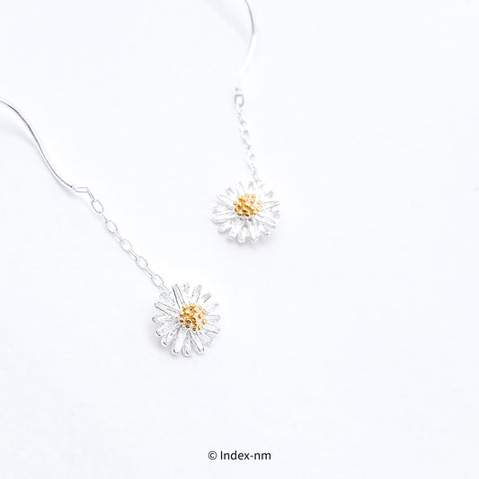 Summer White Flower Threader Earrings