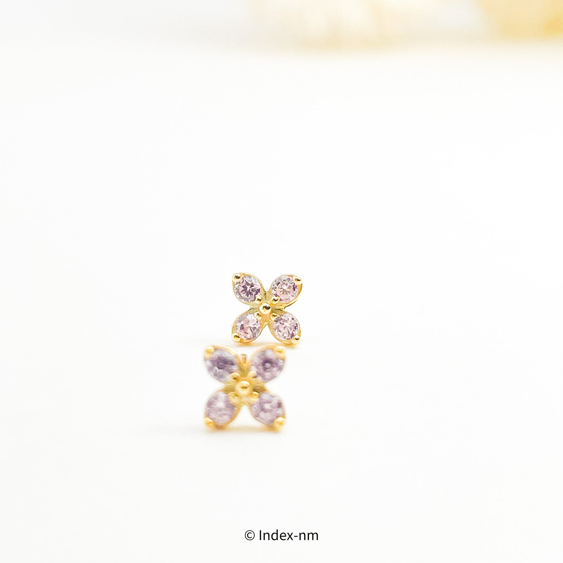 Tiny Sterling Silver Pink Gemstone Flower Stud Earrings 