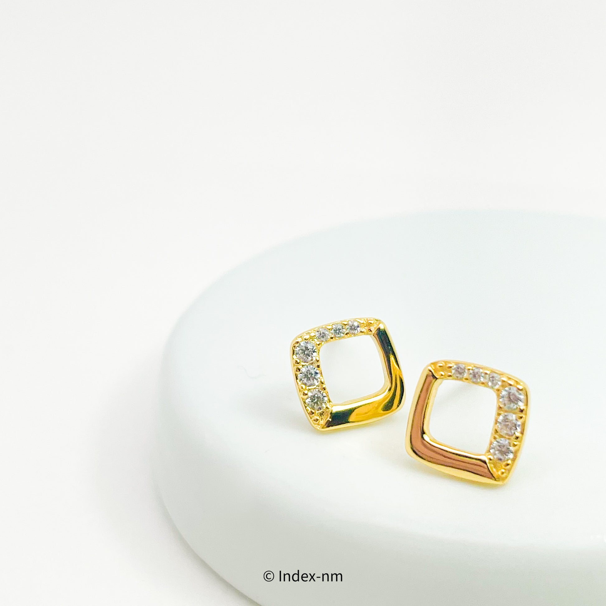 Sterling Silver Gold Square Stud Earrings