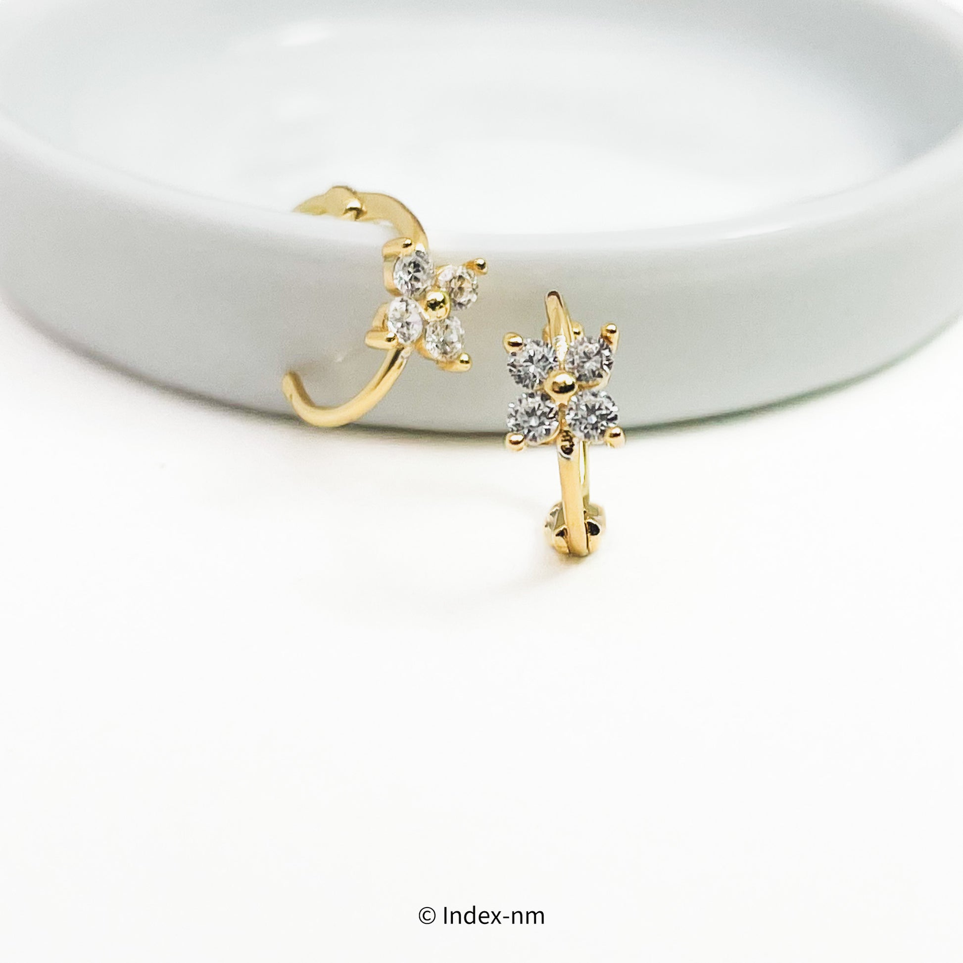 Shiny Sterling Silver Flower Clip-on Earrings