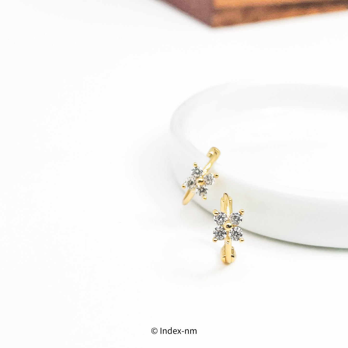 Shiny Sterling Silver Flower Clip-on Earrings