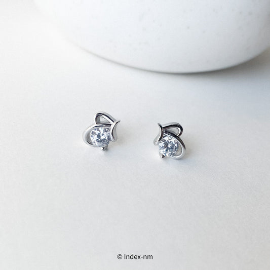 925 Sterling Silver Half-Heart Dainty Stud Earrings