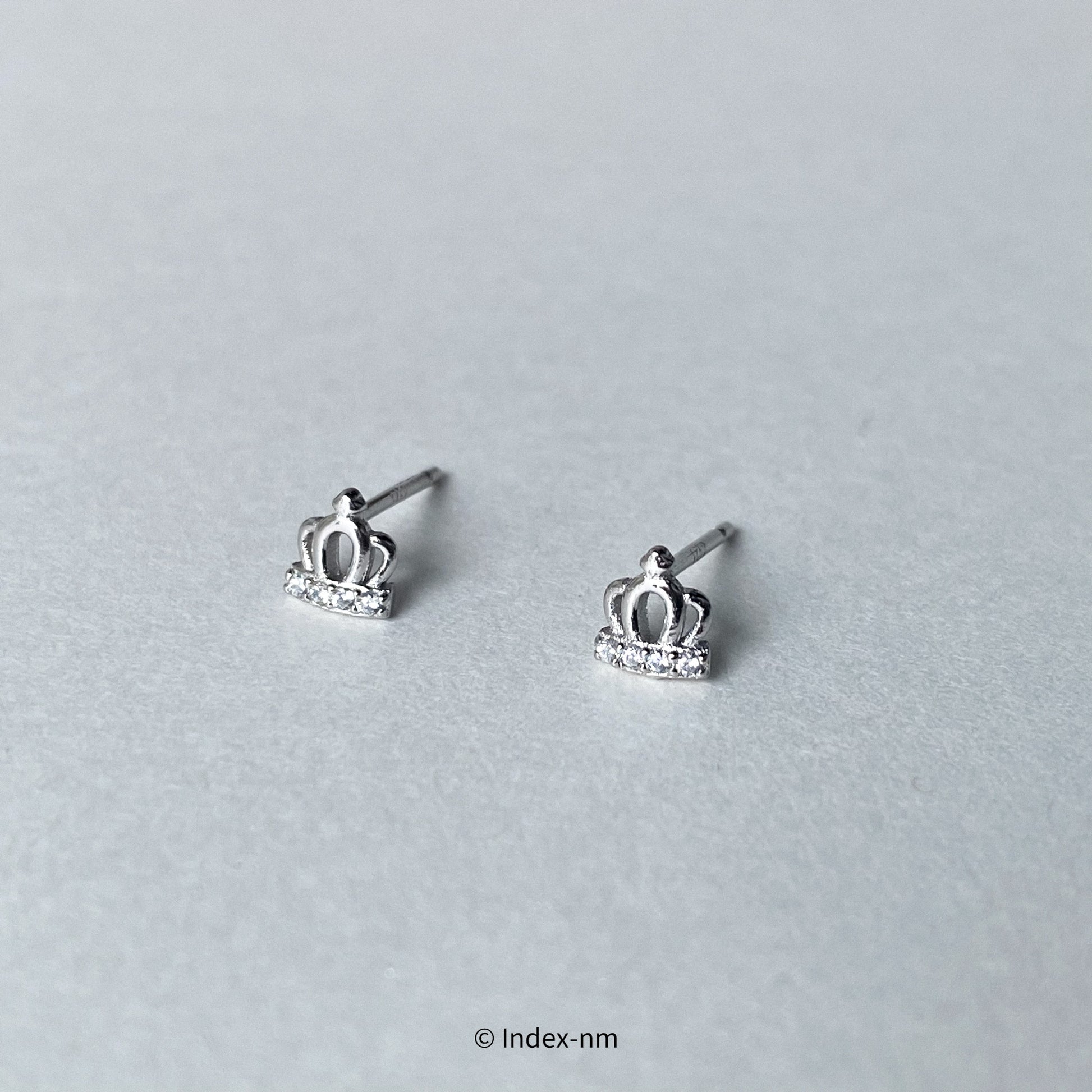 Tiny 925 Sterling Silver Crown Stud Earrings