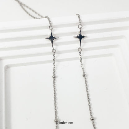 Long Sterling Silver Stars Two-Way Wearing Threader Earrings