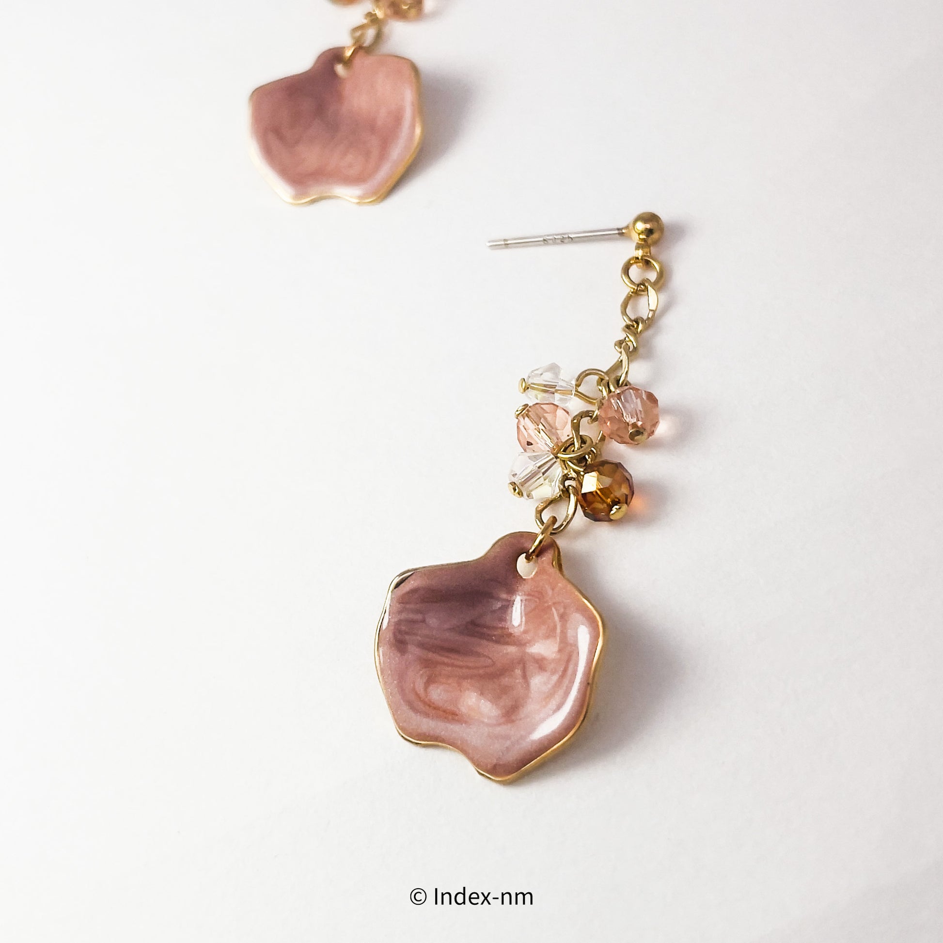 Lovely Pink Leaf Asymmetrical Long Drop Earrings/ Ear Clip