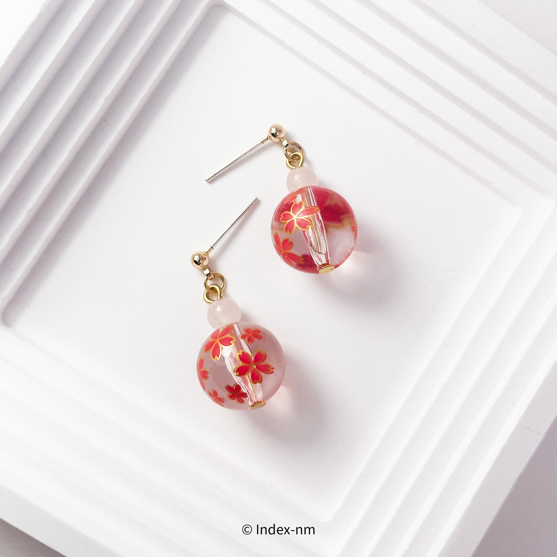 Pink Cherry Blossoms Flower Drop Earrings/ Ear Clip