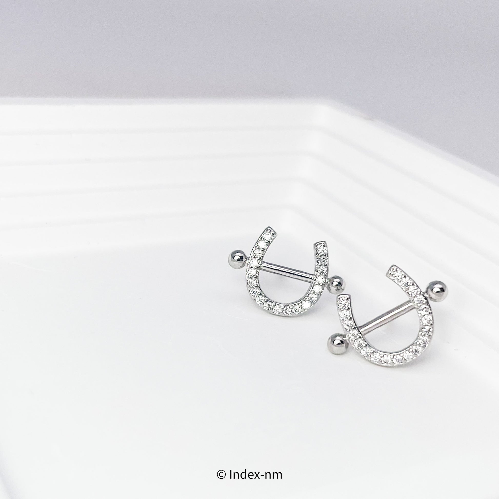 Simple Arc U-shape Gemstone Stud Earrings