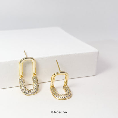 Shiny Gold Gemstone Paper Clip Drop Earrings