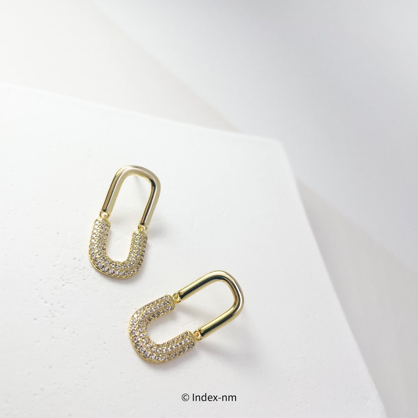 Shiny Gold Gemstone Paper Clip Drop Earrings