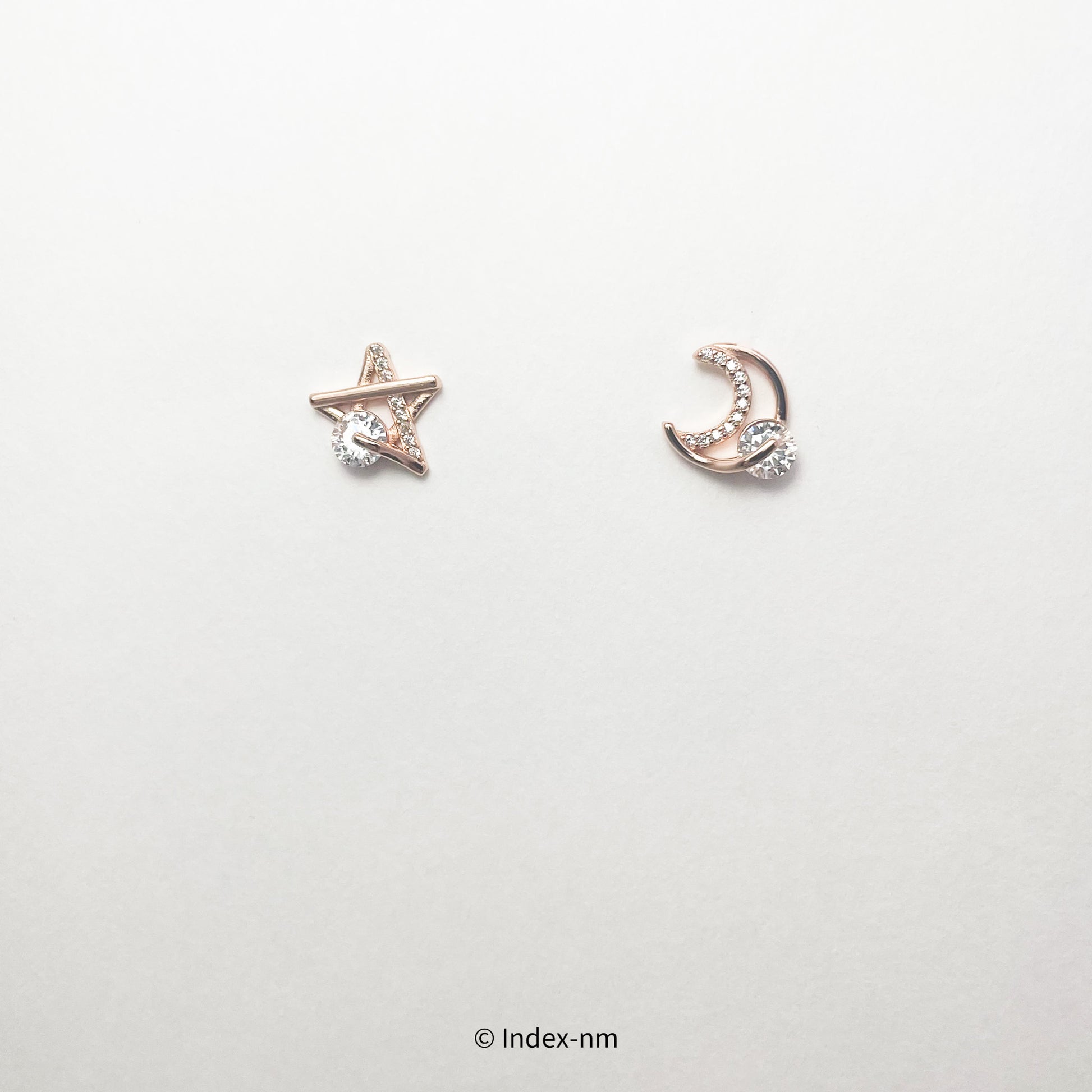 Dainty Sterling Silver Moon and Stars Asymmetric Stud Earrings