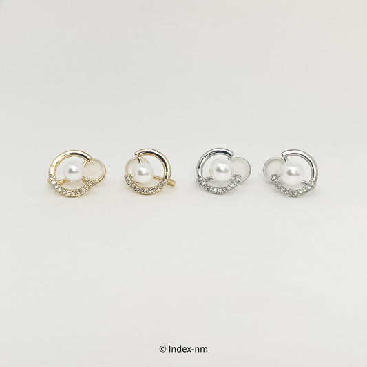 Silver / Gold Hoop Gemstone Pearl Ear Clip Earrings