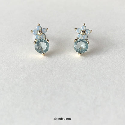  Tiny Blue Flower Gemstone Stud Earrings