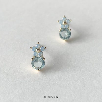 Tiny Blue Flower Gemstone Stud Earrings