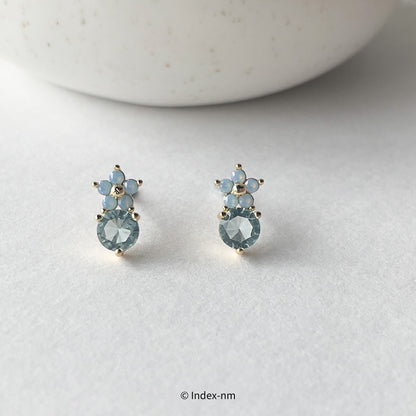 Tiny Blue Flower Gemstone Stud Earrings