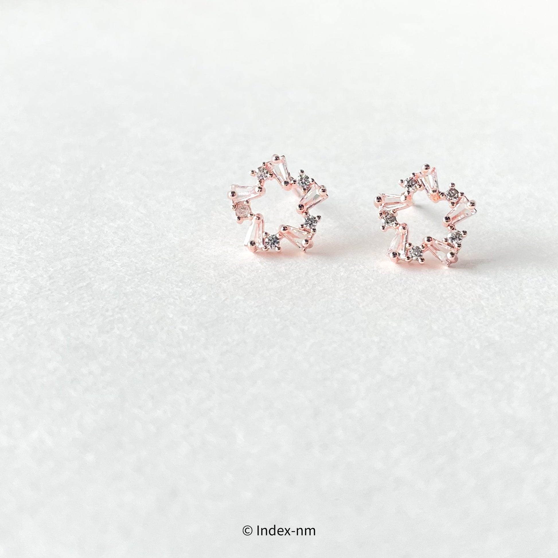 Pink Gemstone Stars Stud Earrings / Ear Clip