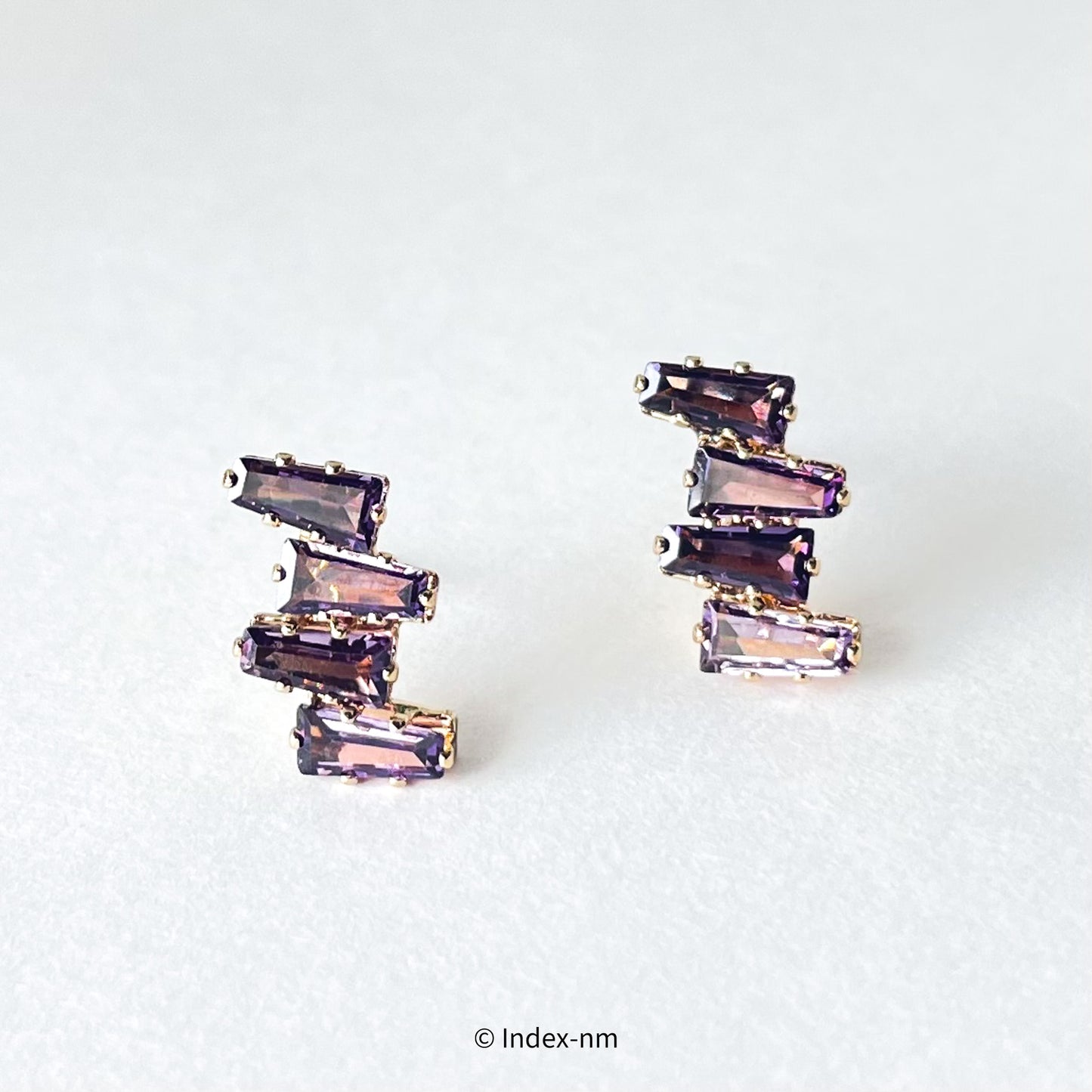 Shiny Purple Gemstone Stud Earrings / Ear Clip