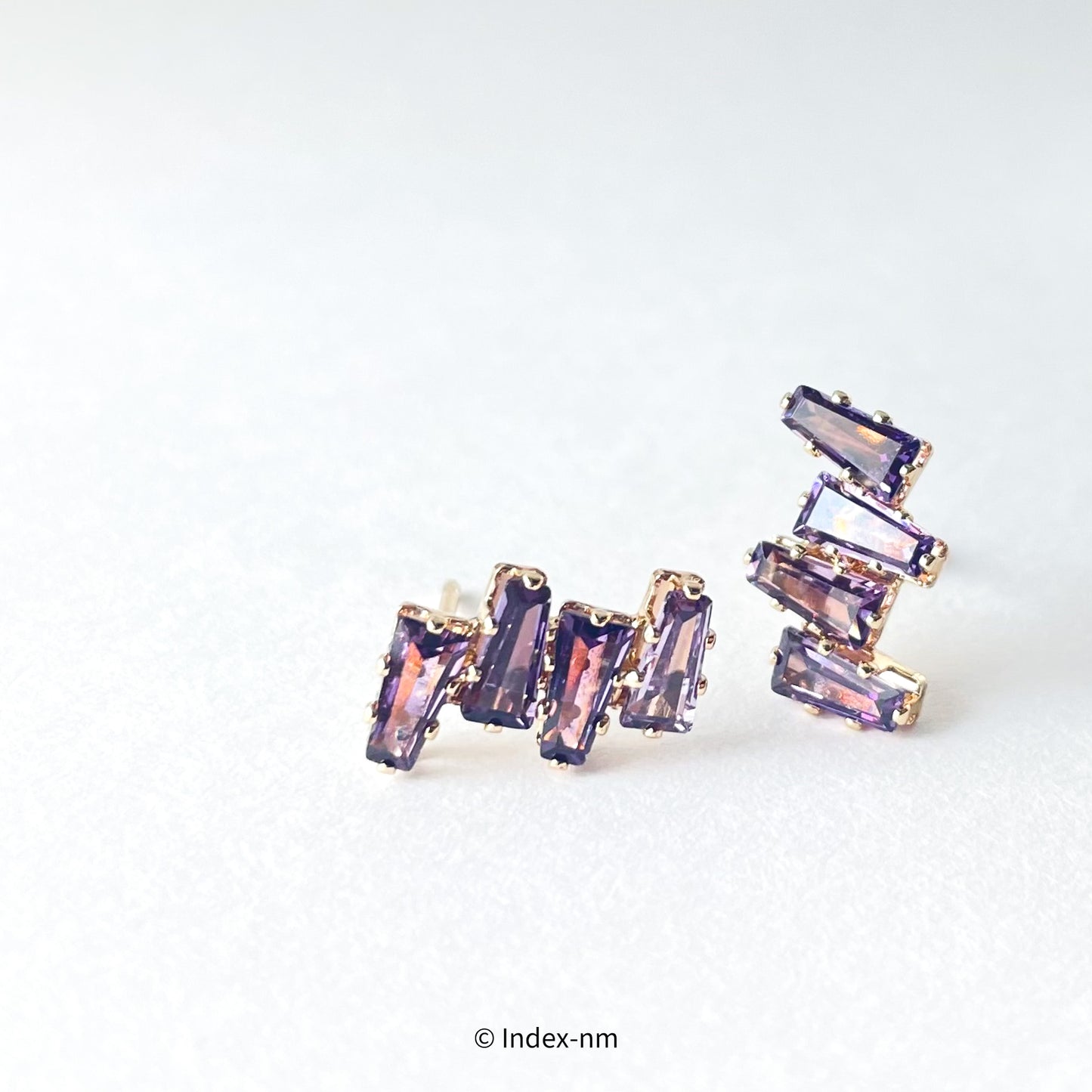 Shiny Purple Gemstone Stud Earrings / Ear Clip