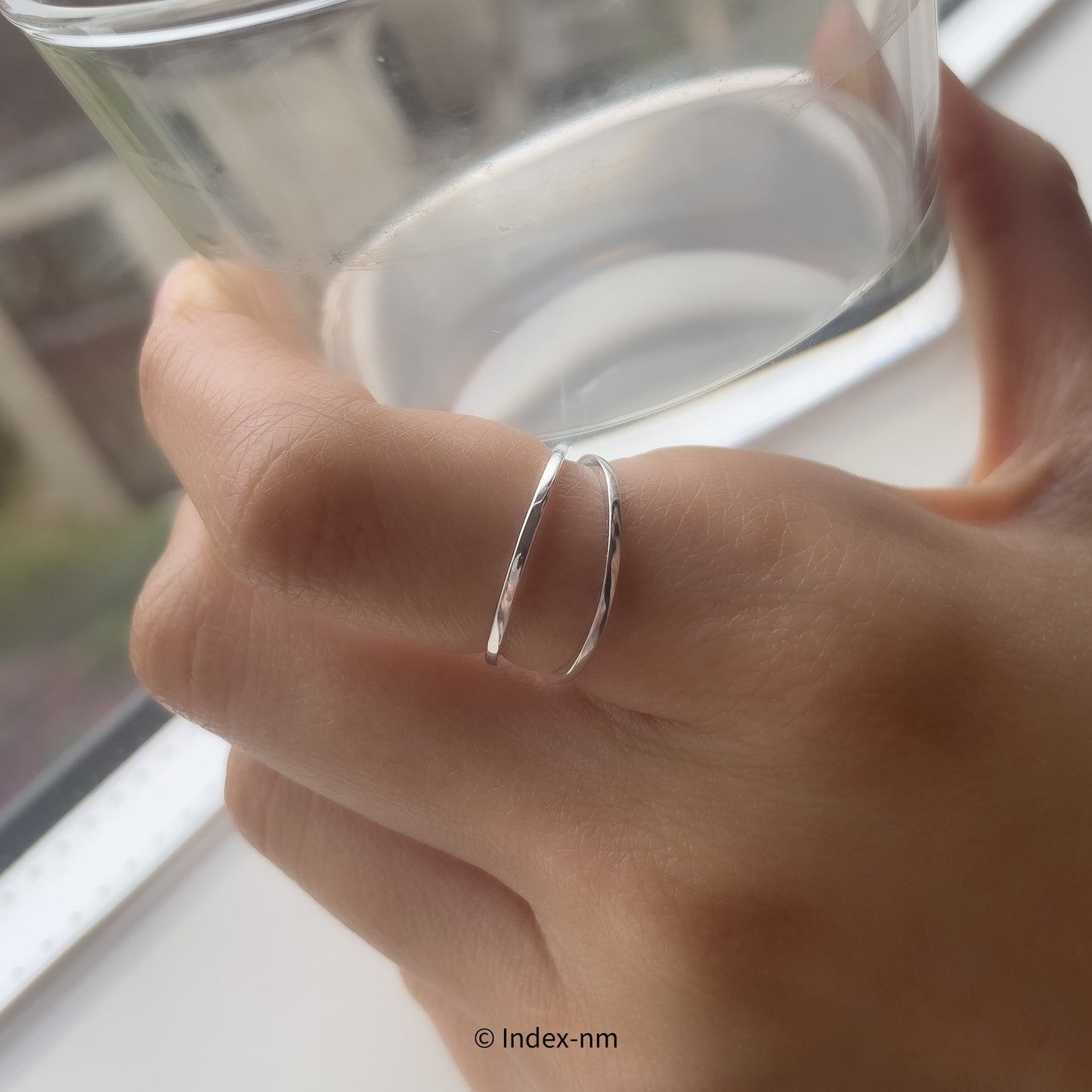 Double Layer Wire Sterling Silver Adjustable Ring 